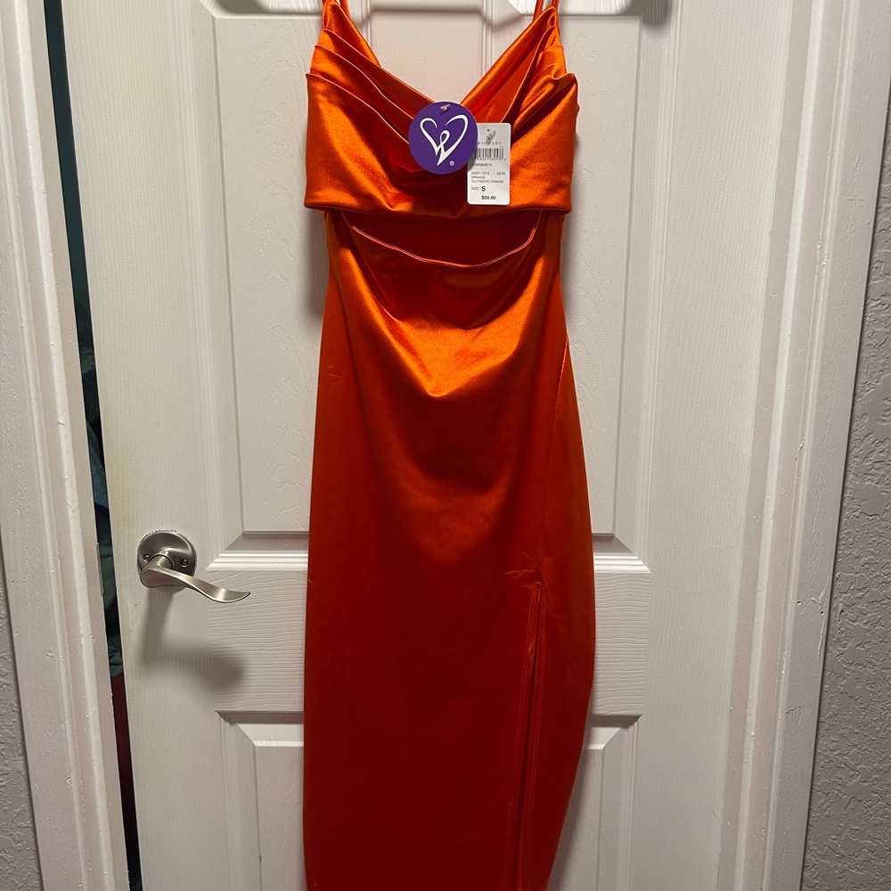 Elegant Orange Satin Dress